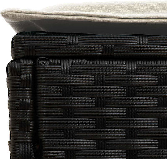 Außenbereich-Hocker Rattan Schwarz Und Creme 80x38x45cm Außenbereich-Hocker Rattan Schwarz Und Creme 80x38x45cm
