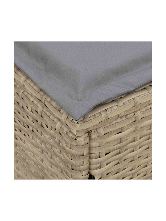 Gartenhocker Würfel Außeneinsatz Rattan mit Kissen Beiges und Hellgraues 80x38x42cm