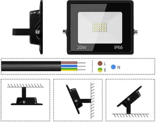 Verk Group Proiector LED Etanș 20W Alb Rece 6000K IP66
