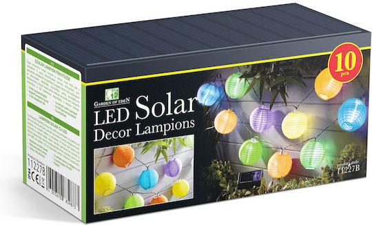Set 10 Lămpi Solare Suspendate Ghirlandă Alb Rece 6000K cu Fotocelulă IP44