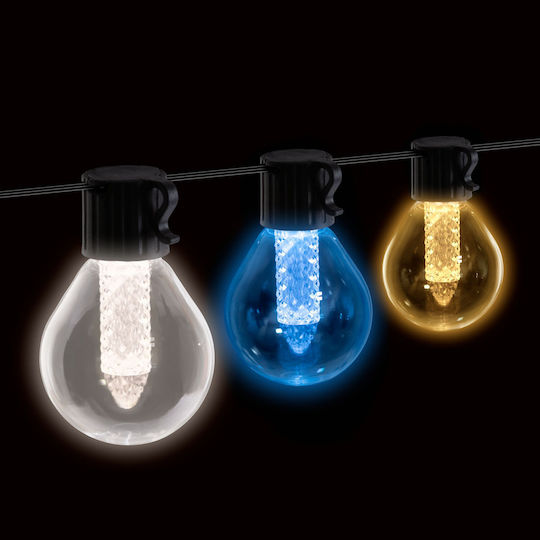 Set 15 Lămpi Solare Suspendate Ghirlandă 1.5W Bluetooth cu Fotocelulă și Telecomandă IP65