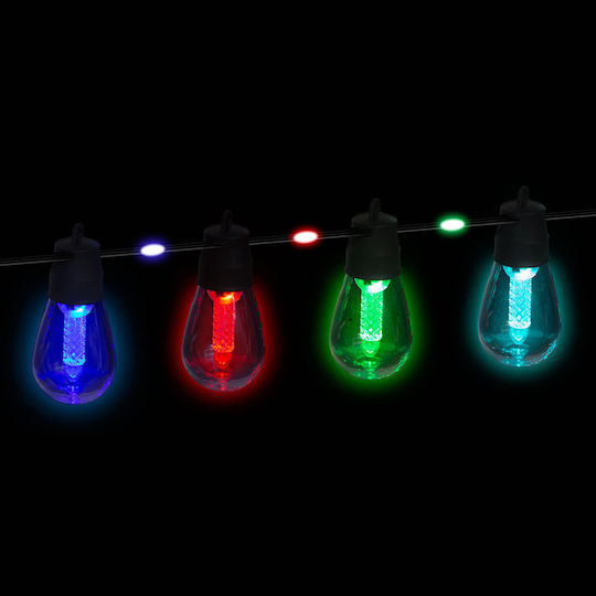 Set 15 Lămpi Solare Suspendate Ghirlandă 3W RGB Bluetooth cu Fotocelulă și Telecomandă IP65