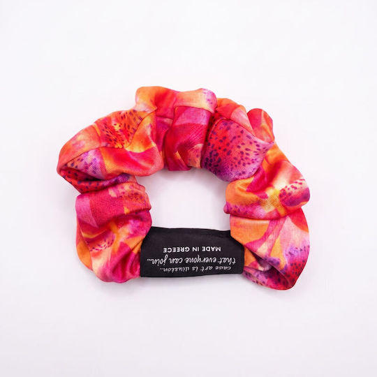 Illusion Rt Scrunchie Орхидеи Цветя Ластик За Коса Многоцветен