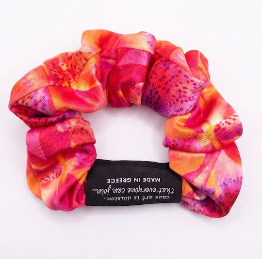Illusion Rt Scrunchie Орхидеи Цветя Ластик За Коса Многоцветен