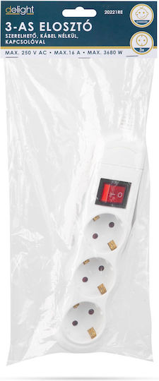 Power Strip 3 Sockets with Switch without Cable