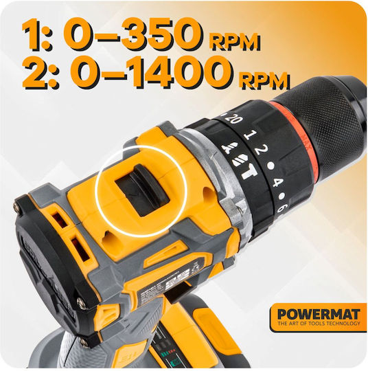 Powermat PM-WA-21V-2M Ударна Отвертка На Батерия Безчетков 21V 2x2Ah