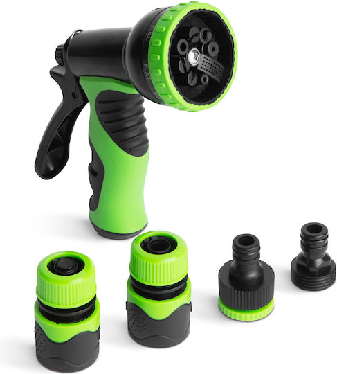 Irrigation Gun Set 8 Functions Adjustable Nozzle Connectors Included Quick Coupling 1/2 Hose