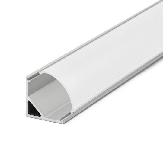 Profil De Aluminiu Pentru Bandă LED Colțar Difuzor Acoperire Opal 1m Profil Din Aluminiu Compatibil Cu Policarbonat