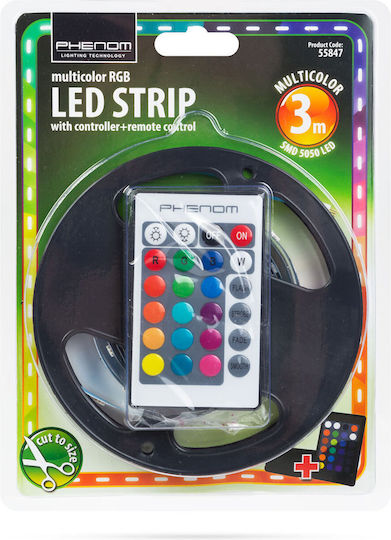 Bandă LED Impermeabilă 12V RGB Lumină 3m Tip SMD5050 cu Sursă de Alimentare și Telecomandă