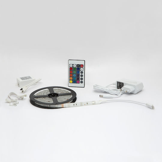 Bandă LED Impermeabilă 12V RGB Lumină 3m Tip SMD5050 cu Sursă de Alimentare și Telecomandă