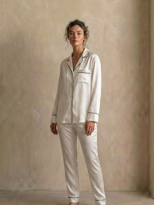 Zizo Set Pijamale pentru Femei White Ivory