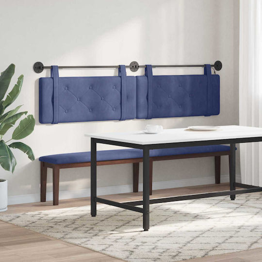vidaXL Stoff-Kopfstütze für Bett Blau 210x55cm