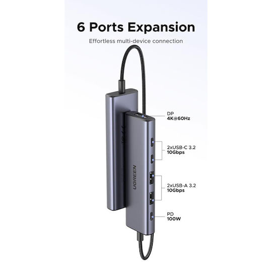 Ugreen CM511 USB-C Docking Station with DisplayPort 4K PD Gray
