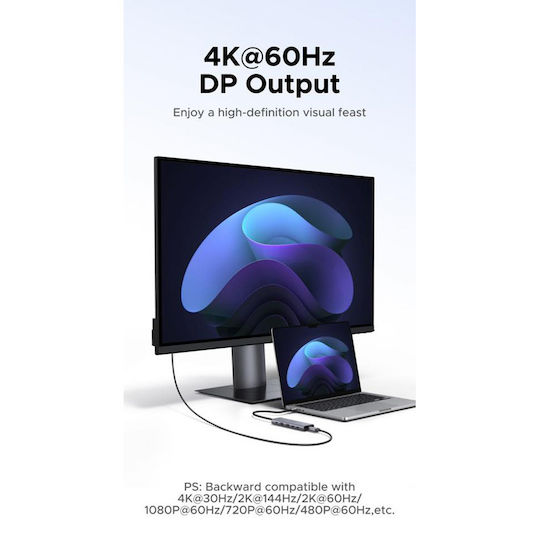 Ugreen CM511 USB-C Docking Station with DisplayPort 4K PD Gray