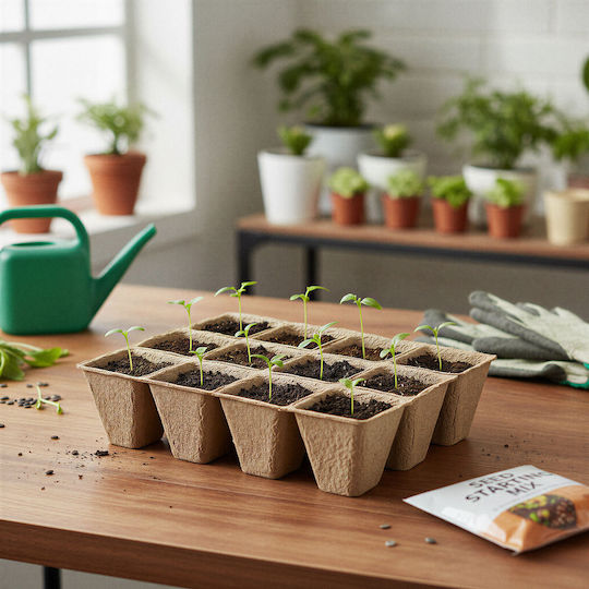 Seedling Tray Biodegradable Pots 15.2 X 11.5 X 4.3 Cm Set 4 Pcs Sowing