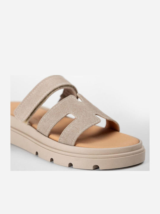 Кожени Дамски Сандали Flatforms Кафяви