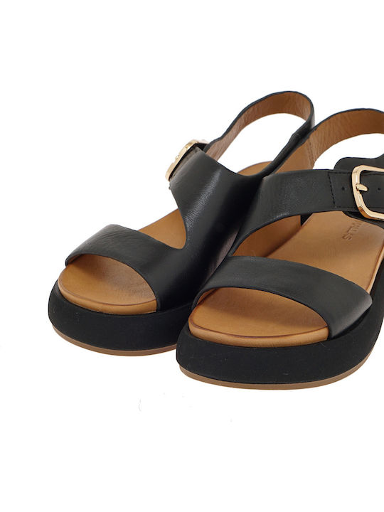 Дамски Кожени Сандали Flatforms Черни