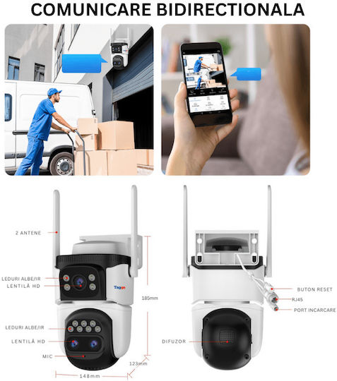 Vstarcam Cameră de Supraveghere IP Triplu Wi-Fi/4G Impermeabilă cu Baterie cu Comunicare Bidirecțională și Obiectiv 4mm