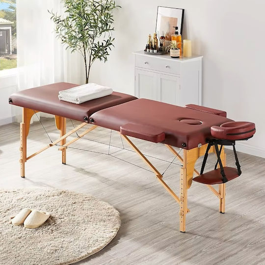 Thor Pat de Fizioterapie Portabil/Pliabil Burgundy din Lemn 60x213 cm