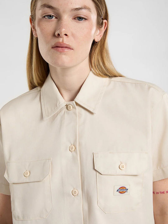 Women's Crop Top Short Sleeve Beige