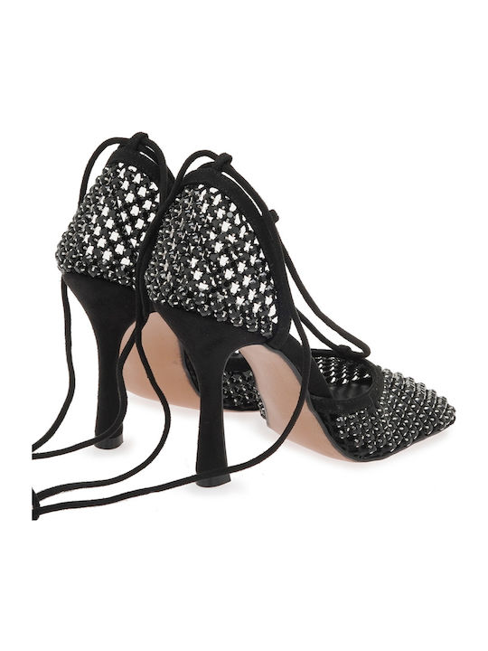 Suede Sandals with Strass Black