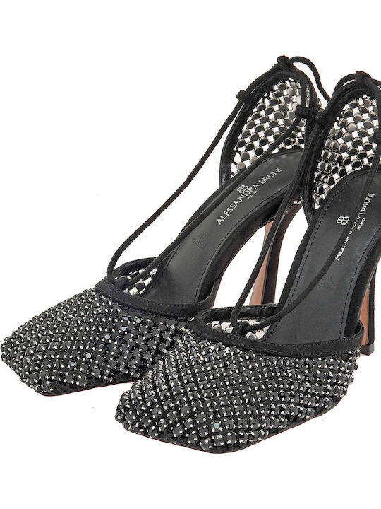 Suede Sandals with Strass Black