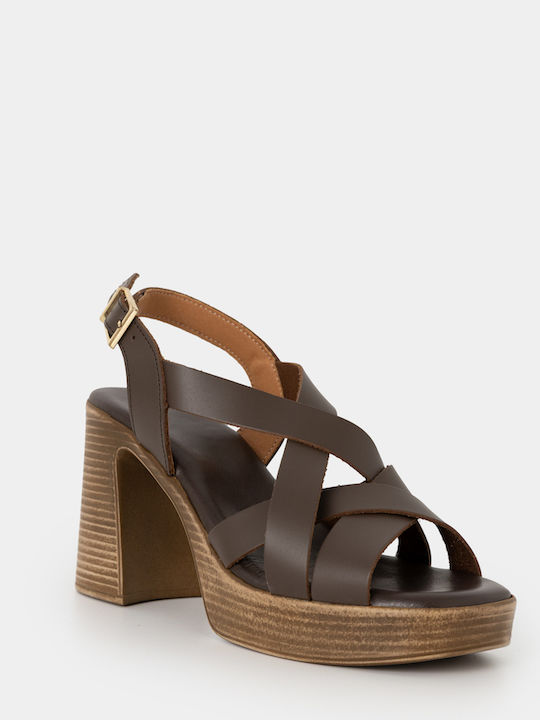 Damen Sandalen Braun Leder