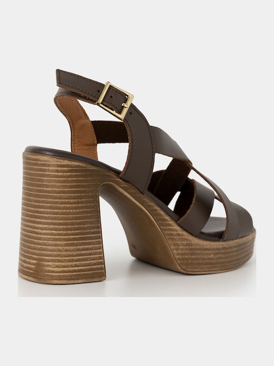 Damen Sandalen Braun Leder