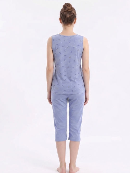 Lido Underwear Καλοκαιρινό Γυναικείο Σετ Πιτζάμας Μπλε