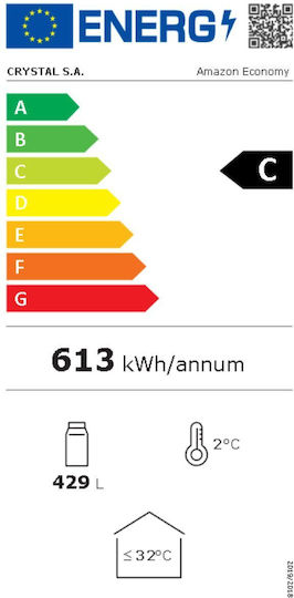 Crystal SA Amazon Economy Frigider pentru băuturi 435lt Cu o ușă Înălțime201.8xLățime59.5xAdâncime59.5cm Negru