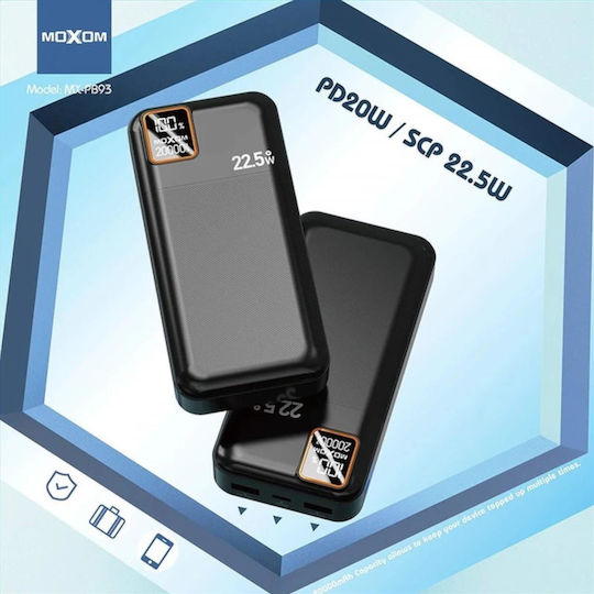 Moxom MX-PB93 Power Bank 20000mAh 22.5W Power Delivery Μαύρο