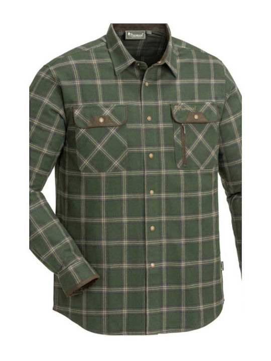 Μακρυμάνικo Φανελένιο Πουκάμισο Moss Green, D. Brown