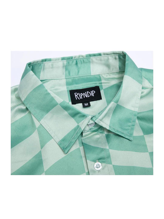 Short Sleeve Shirt in Regular Fit Checked Olive Pine