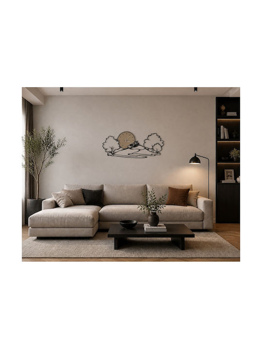 Arti E Mestieri Wanduhr Metallisch Schwarz 98x43cm