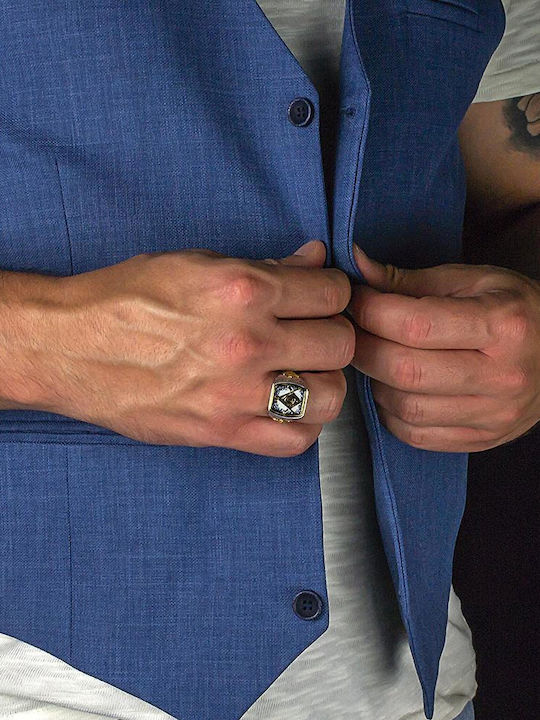 Dimitrios Exclusive Herren Ring mit Emaille aus Silber Vergoldet
