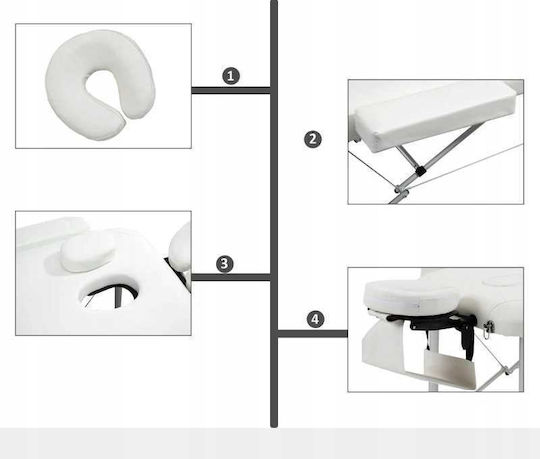 Folding Portable Foldable White Physiotherapy Bed Made of Aluminum 215x60cm