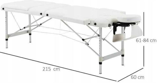 Folding Portable Foldable White Physiotherapy Bed Made of Aluminum 215x60cm