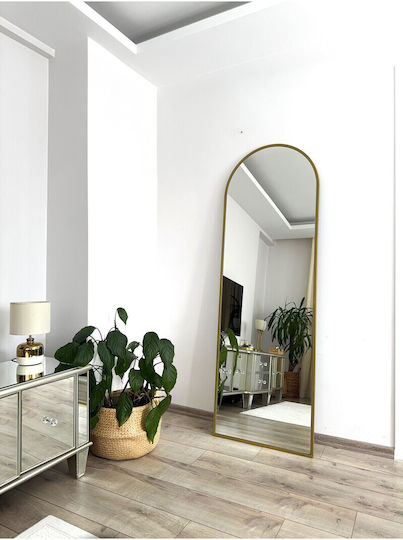 SteweHome Gewölbter Boden- oder Standspiegel mit Goldmetallischem Rahmen 180x60cm