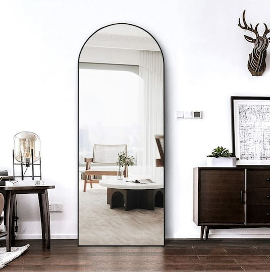 SteweHome Oglindă Arcuită cu Cadru Metalic Negru 180x70cm