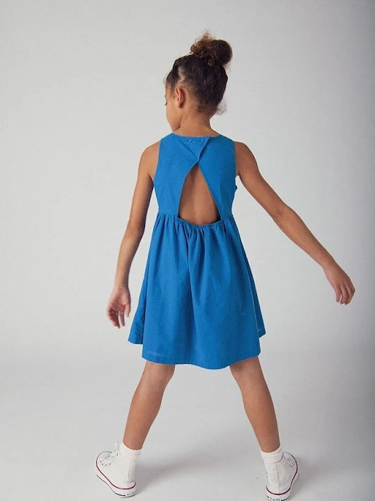 Mädchenkleid Ärmellos Blau