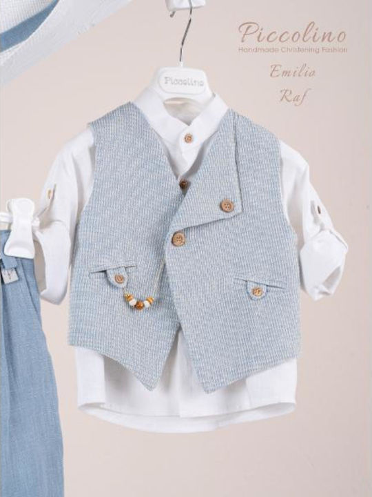 Piccolino Costum De Botez Pentru Băiat Emilio Raf Albastru