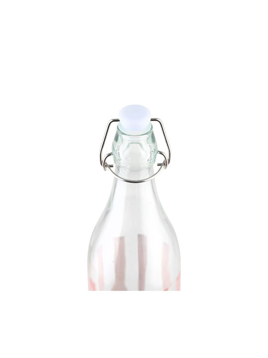 Estia Ligne Glass Water Bottle with Screw Lid Pink 1000ml