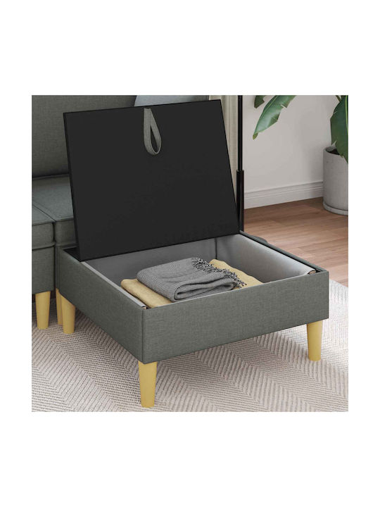 Living Room Stool With Storage Space Upholstered With Brown Fabric