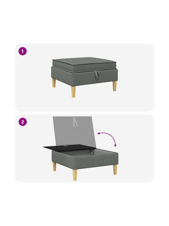 Living Room Stool With Storage Space Upholstered With Brown Fabric