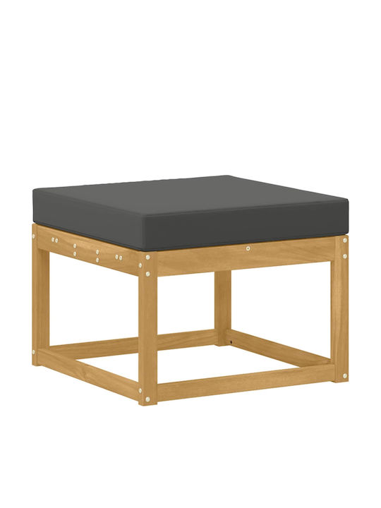 Wooden Cube Garden Stool for Outdoor Use Solid with Beige Cushion 59x59x37cm