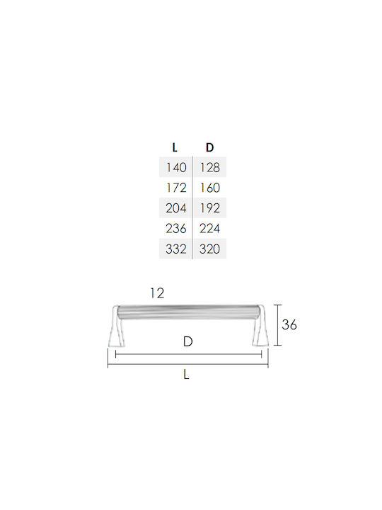 Conset Furniture Handle Made of Metallic & Zamak Nickel Matte with Hole Centers 140mm C1539-128S05S05