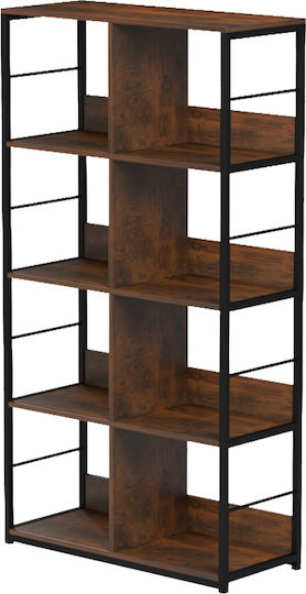 Bücherregal Bocklet Rustikal Braun-Schwarz 80x33x149cm