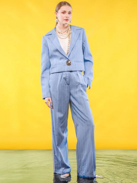 C. Manolo Κοντό Γυναικείο Σακάκι Light Blue