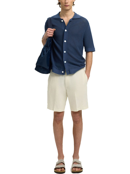 Men's Knitted Cardigan with Buttons Blue