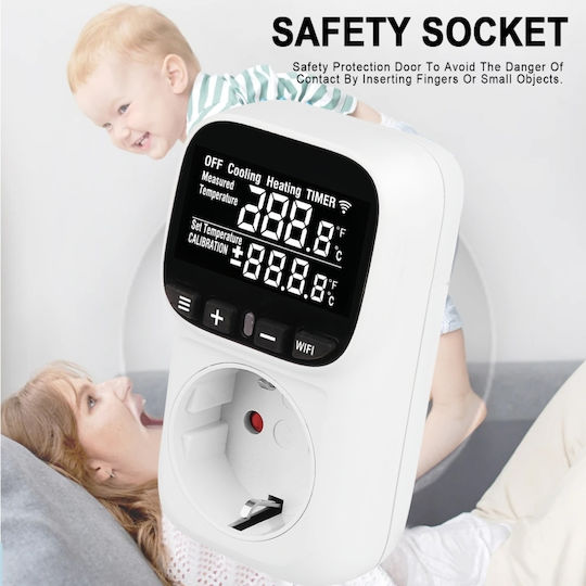 Sinotimer Stc-916l-eu Thermostat Socket 16a 230v Heating Cooling Temperature Control Lighting External Sensor Timer 3680w